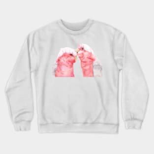 Couple galah cockatoo pink grey watercolor Crewneck Sweatshirt
